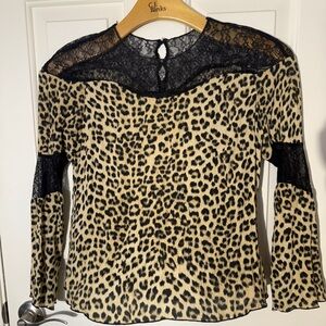 Zara Tan and Black Graphic Fitted Blouse